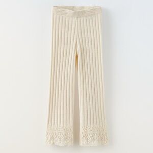 ZARA Kids | cream | KNIT PANTS with lace trim 11/12